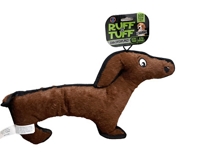 Bow Wow Pet Ruff And Tuff Dachshund Squeak Dog Chew Toy Wiener Dog Puppy BROWN