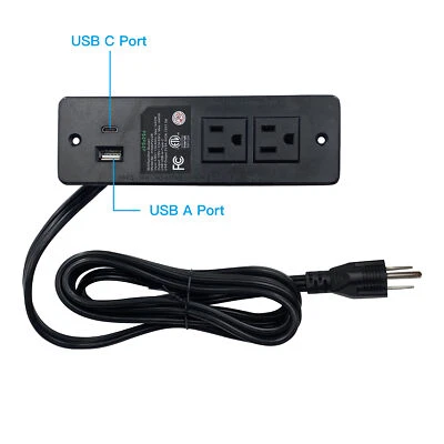 Power Recliner Emomo 2 Outlet Recessed Power Strip HX66P2U2R with USB A C Ports