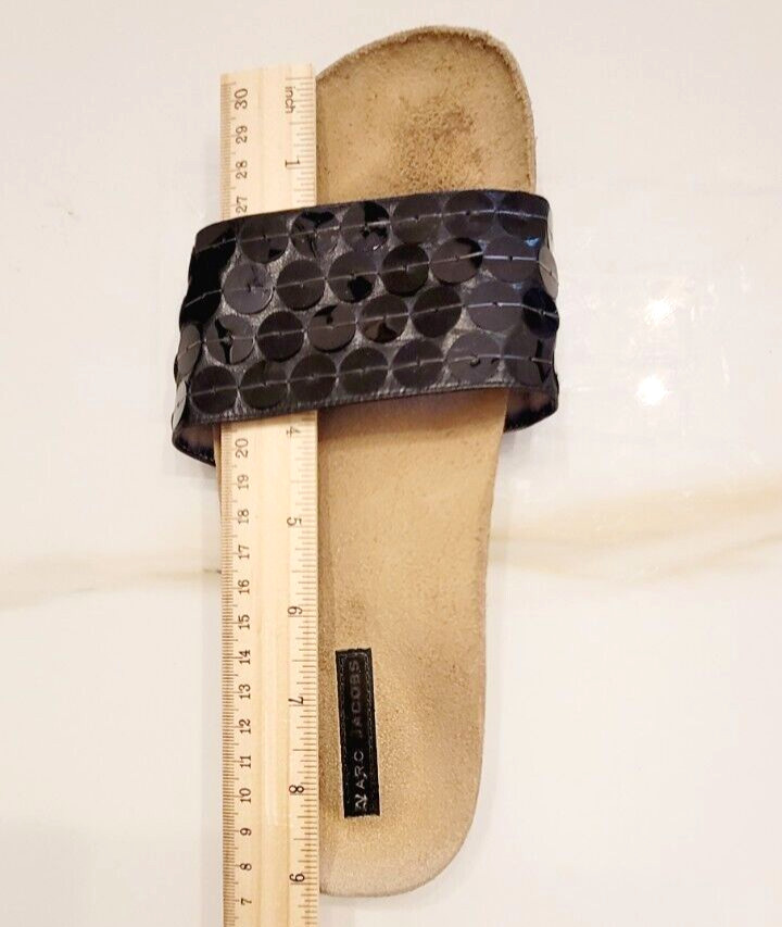 MARC JACOBS SLIDE SOLID SEQUIN SANDALS FLATS BLAC… - image 2