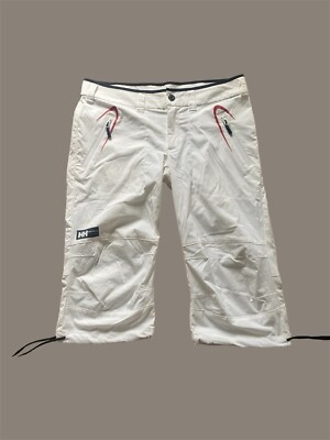 Helly Hansen Women s White Shell Pants Size 32x16 Zip Pockets Contrast Trim