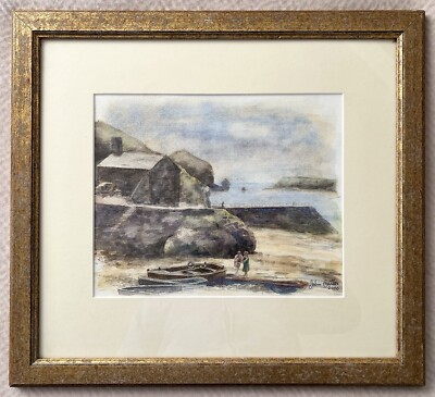 John Butler Original Signed Watercolor Painting Cornwall Beach Seascape