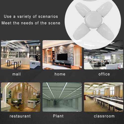 LED Deformable 28W Workshop Light Garage Ceiling Bulb Fixture Folding Lamp E27 - Picture 2 of 12