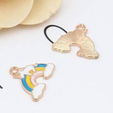 Unicorn on a Rainbow Enamel Zinc Alloy Charm 20mm x 17mm, Hole: 2mm 