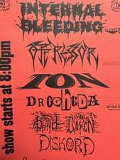 DE COLECCIÓN HEMORRAGIA INTERNA TONELADA DROGHEDA AQUELARRE OPRESOR VOLANTE LETRA METAL +