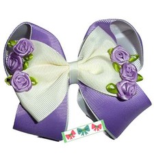 Puppy Bows Pretty purple cream rose flowers dog collar slide accessory DC41