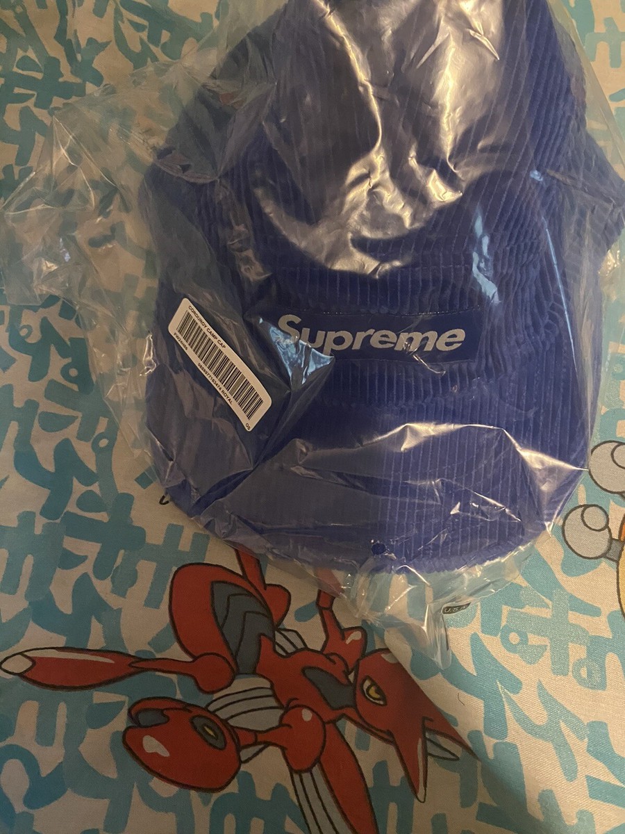 Supreme Corduroy Camp Cap (FW24) Royal Blue Authentic New Box Logo