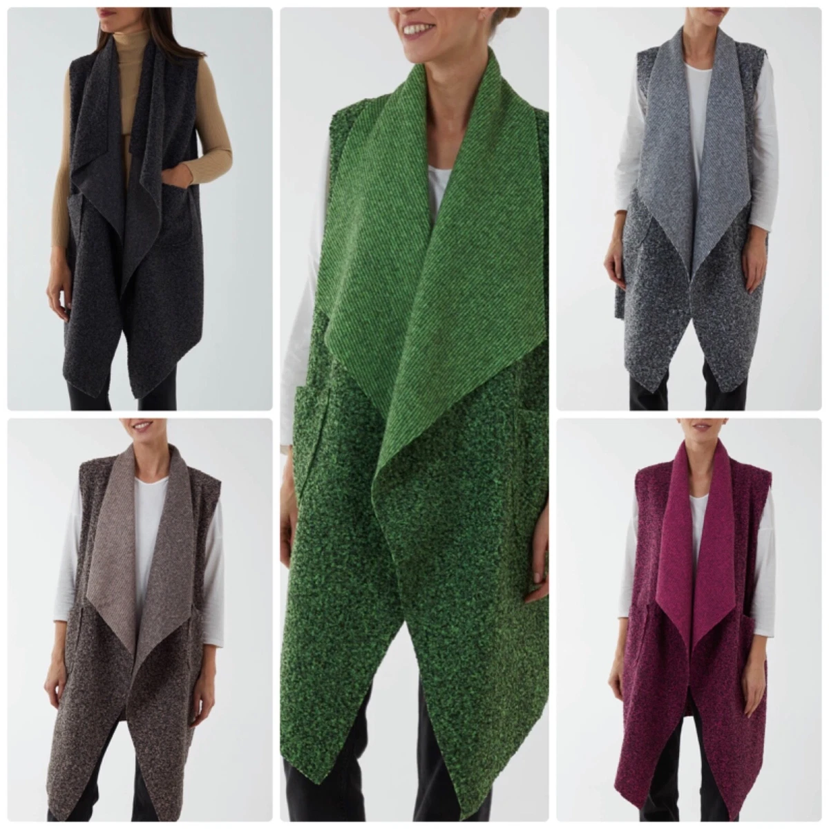 New Ladies Womens Waterfall Knitted Gillet Long Jacket Waistcoat BNWT