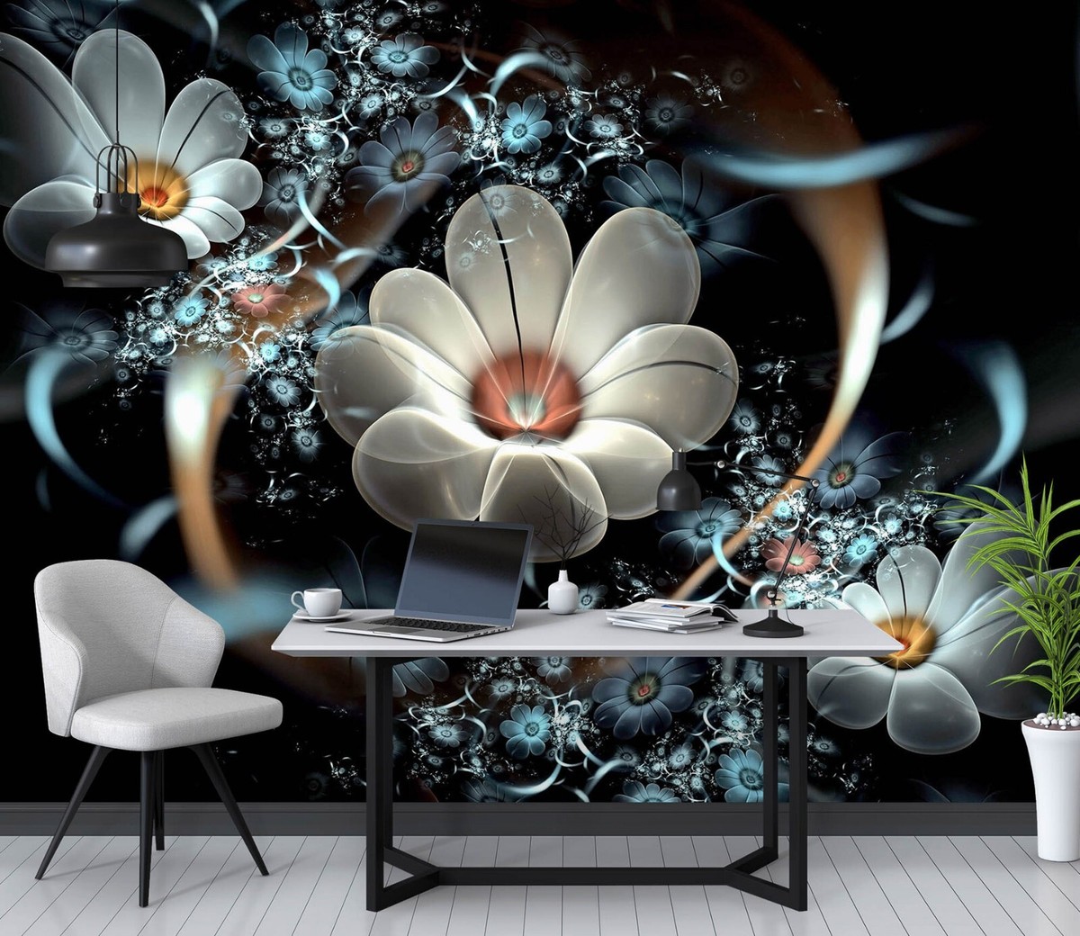 3D White Art Petals ZHU570 Wallpaper Wall Mural Removable Self