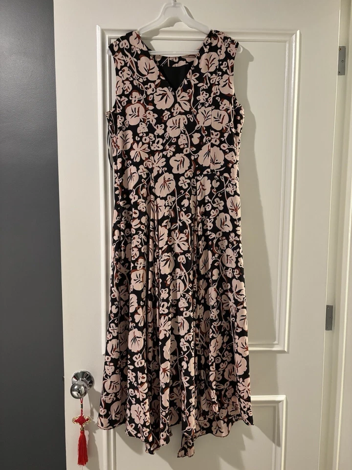 Kenzo 腮红/黑色不对称连衣裙,尺寸 38,6 US — 第 3/4 张图片