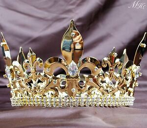 Red Velvet 9/" King Crowns Renaissance Imperial Medieval Tiaras Pageant Costumes