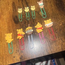 Homemade Winnie The Pooh Paper Clips, MultiColor, Large & Small clips 9 Total