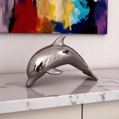 Herend Dolphin Large Silver Porcelain from Hungary 05798000PLATI NEW