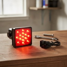 Smoked Lens Tow Hitch Brake Tail Light 15 Led 2-inch 4-way Flat Strobe