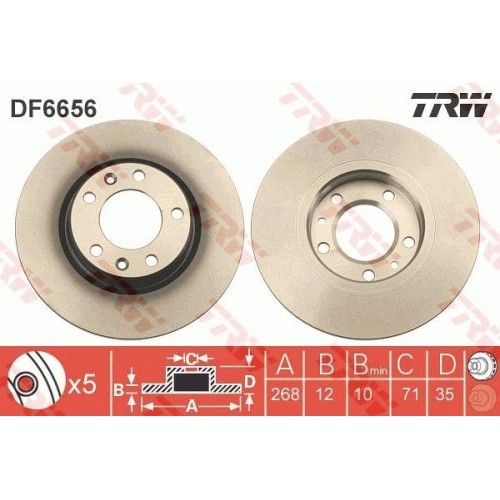 Bremsscheibe Trw DF6656 FüR Vauxhall CitroëN Ds Opel Peugeot Hinterachse-image