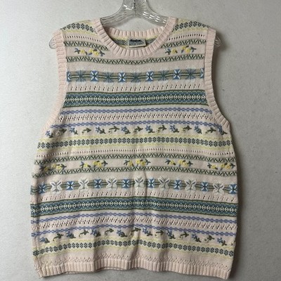 Northern Reflections sweater sz L sleeveless fair isle grandma cottagecore