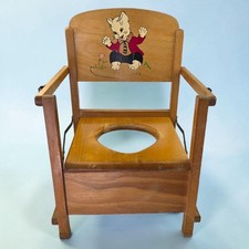 Vintage Mid Century Potty Chair Wooden Folding Potty Toilet Training Seat Unique