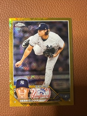 2023 Topps Chrome L/E #213 Gerrit Cole GOLD LOGOFRACTOR /50 Yankees