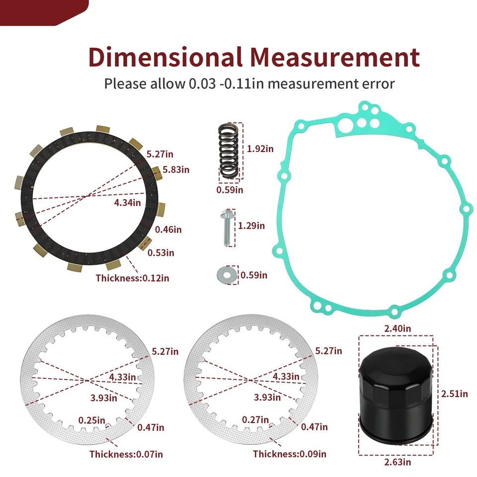 Kit de placas de acero de fricción de embrague para Yamaha YZF R6 2003-2005 YZF R6S FZ6 04-2009 Foto 3 de 4