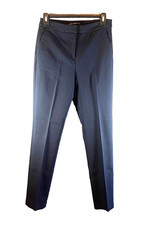 ZARA Women's Navy High Waisted Trousers Size 4 Made in Turkey Slash Pockets