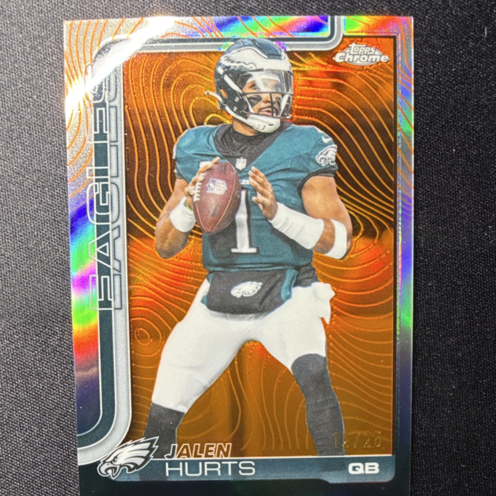 Topps Chrome Orange Parallel Jalen Hurts /25 #247 Philadelphia Eagles 2025