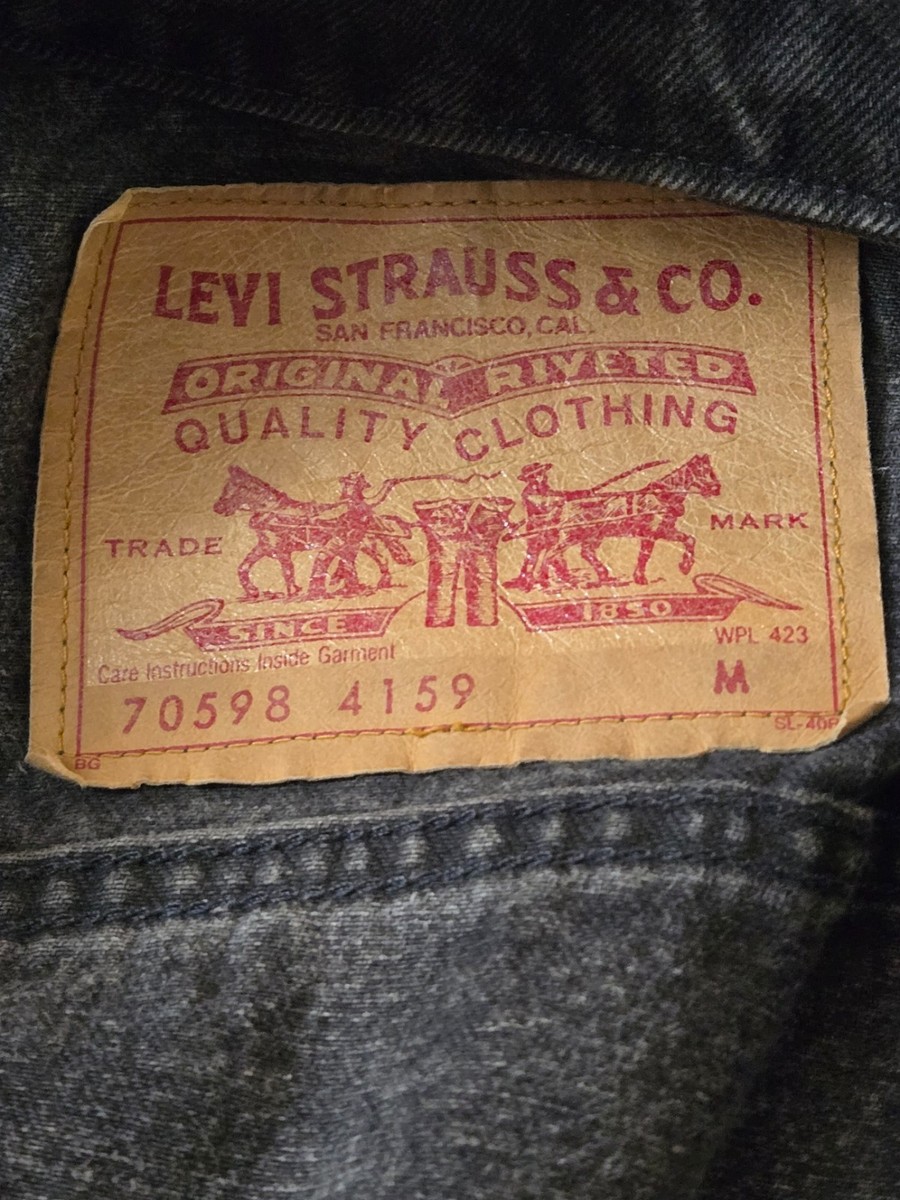 Vintage VTG 90s Levi's Black Denim Jean Jacket Medium Relaxed
