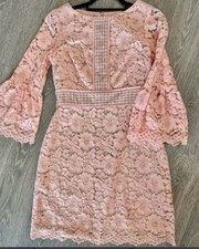 Vince Camuto Pink Lace Floral Dress Crochet size 12 