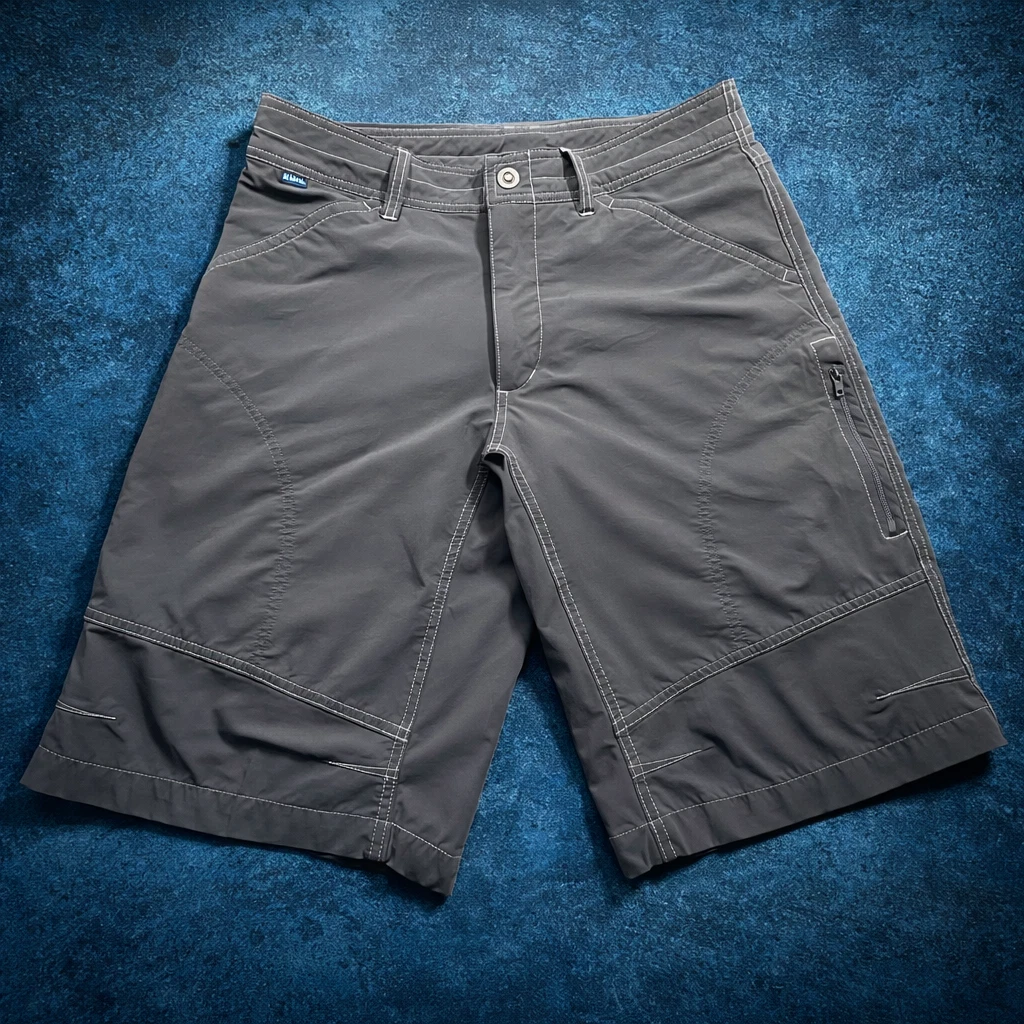 Kuhl Mens 32 Gray Hiking Shorts Nylon Spandex Outdoor Cargo Utility