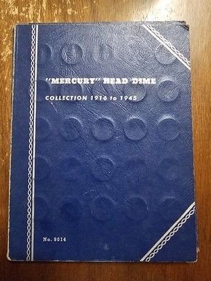 Whitman Mercury Dime Collection Album 1916-1945 A Total Of 66 Silver Dimes 