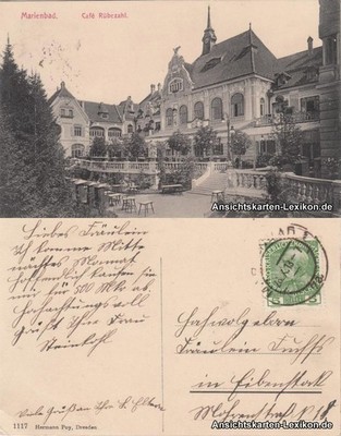 Postcard Mariánské Lázně cafe Rübezahl 1913