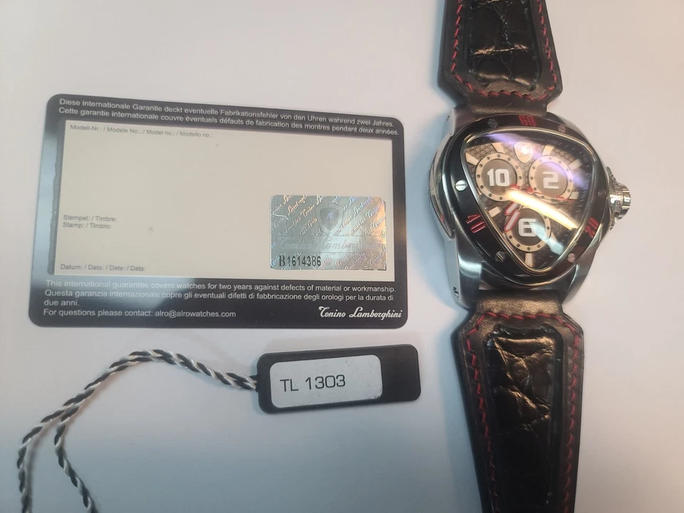 New Tonino Lamborghini Spyder 1300 Quartz Swiss Made Watch Leather New Battery! - Image 2 of 4