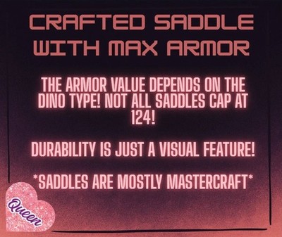 ARK Survival Ascended PvE   Crafted Saddle - Max Armor