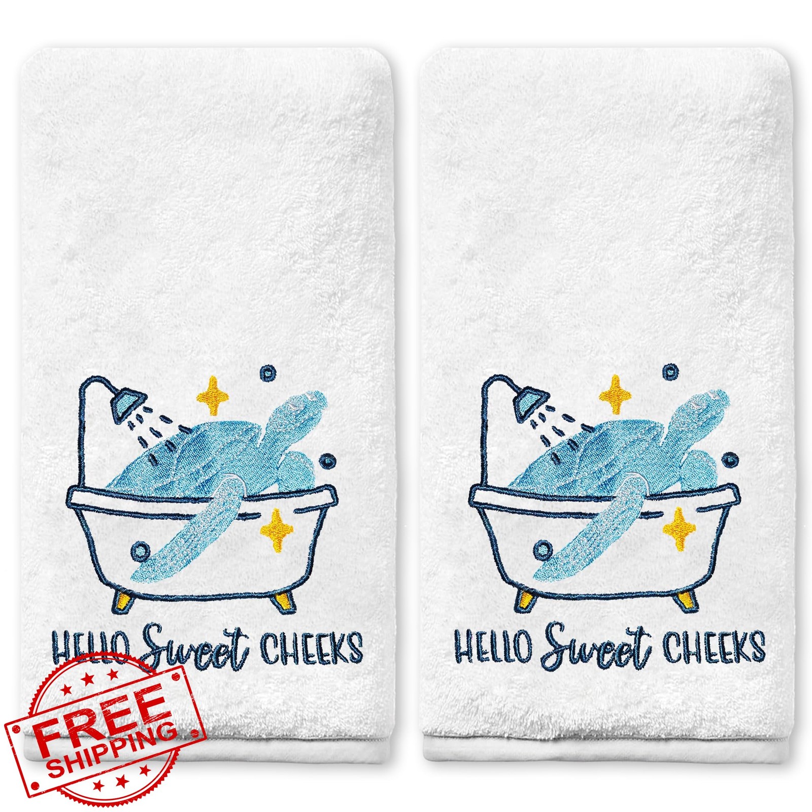 S Set Of 2 Bathroom Kitchen Coastal Beach Cotton 14x30