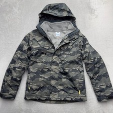 Columbia Jacket Boys M 10/12 Grey Camo Interchange 3-in-1 Fleece Liner Hooded