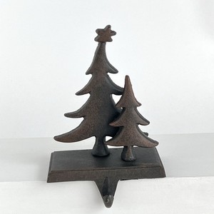 Christmas Pine Trees Stocking Hanger Home Holiday Decor Cast Iron 6”
