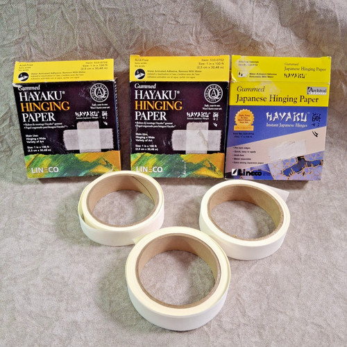 Hayaku Japanese Hinging Tape Archival Gummed Water-Activated 3 used boxes
