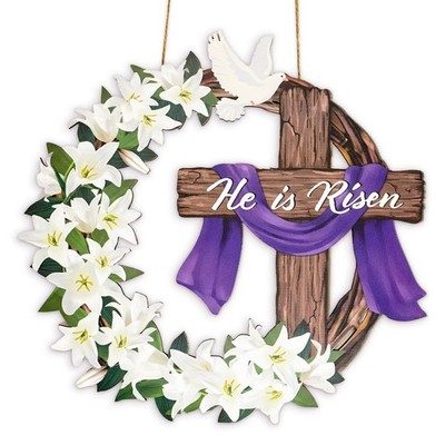 Easter Wooden Wreaths for Front Door | Christian Cross Signs & Spring Decor