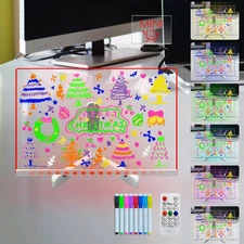 Acrylic Dry Erase Board with Light up Stand, 11.81" x 7.87" Clear White Board...