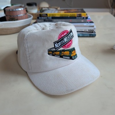 Vintage 90s Chicago and North Western Railway Hat Train Corduroy Strapback