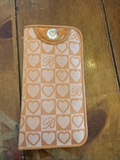 Brighton Soft Cloth Eyeglasses Case Logo Peach Leather Trim