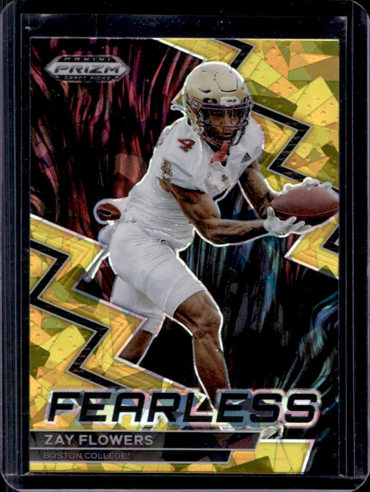 Zay Flowers Panini Prizm Draft Picks Fearless #F24 Gold Ice
