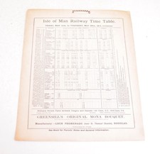 Railway Timetable Card Poster Isle of Man Railway 28th May 1914