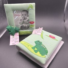 Rosalina Baby Photo Album And Frame Set Green Frogs  Lilypads Soft NOB