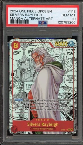 One Piece CCG Silvers Rayleigh Manga Alternate Art OP08-118 PSA 10 Gem Mint