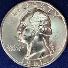 1961-D Washington Quarter 90% Silver Choice BU