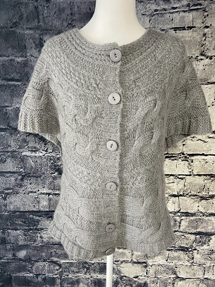 Linea Maglia Sweater Womens Medium Chunky Mohair Blend Button Cardigan Italy - Image 2 of 4