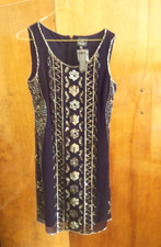 Sequined Mini Dress Sleeveless Black Dress NWT floral Adrianna Papell size 4