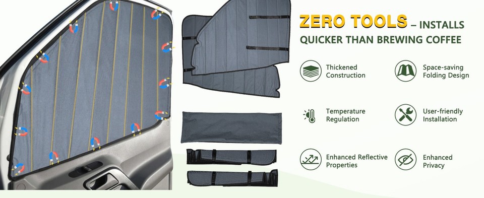 Magnetic Van Front Door Side Window Covers For Mercedes Benz Sprinter ...