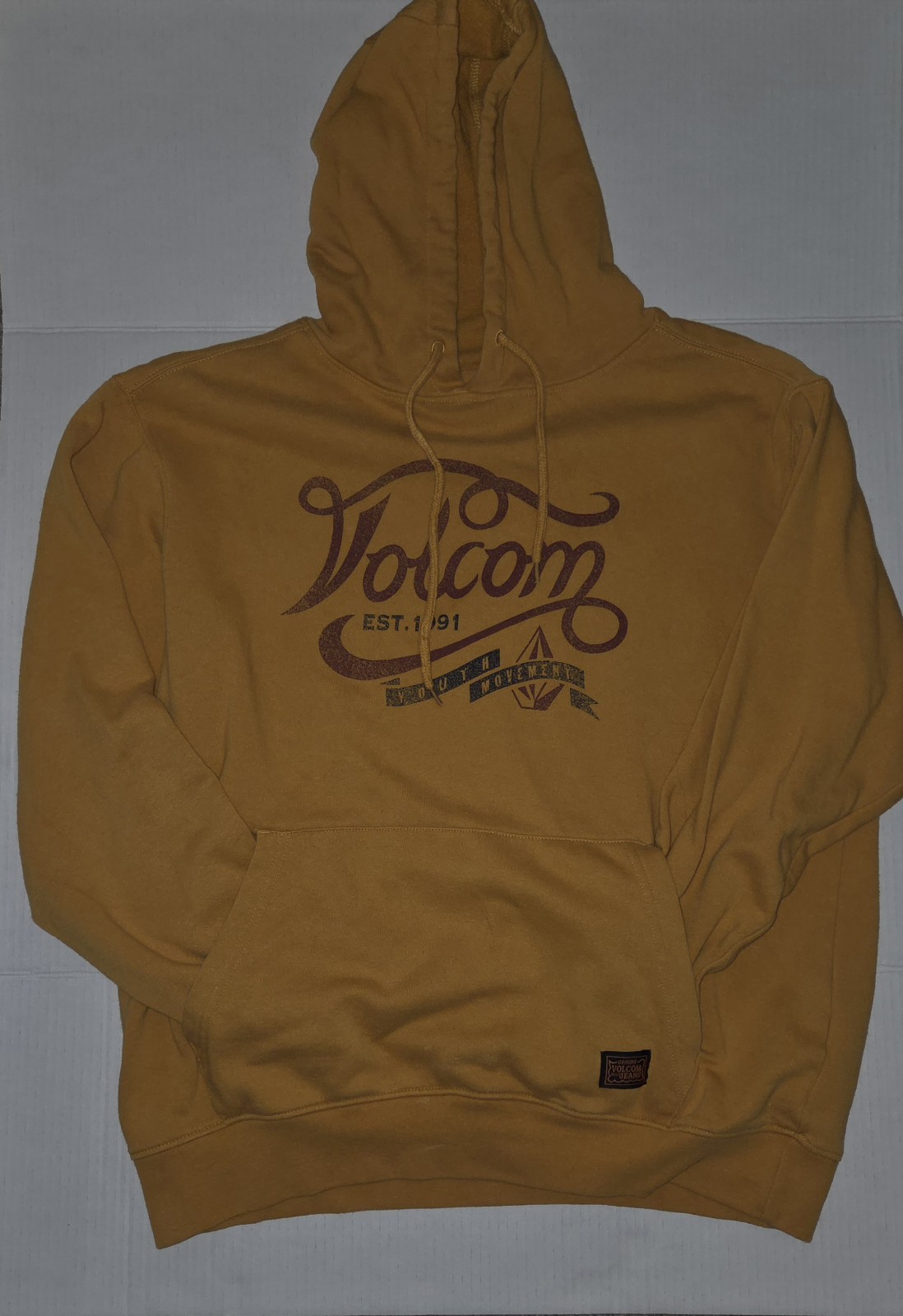's Mustard Yellow Graphic Print Pullover Hoodie M Long Sleev