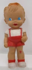 Vtg 1950s The Sun Rubber Co 8" Boy Toy Doll Red Shorts Blue Eyes