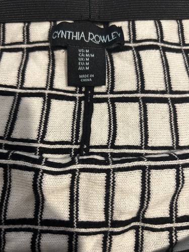 Cynthia Rowley Women's Knee Length Skirt Medium Black Cotton with Nylon A-Line - Picture 3 of 5